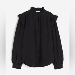 H&M Black Ruffled Blouse
